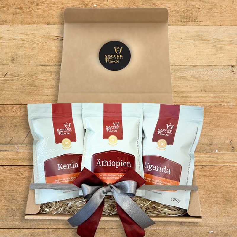 Kaffee Geschenke Set im Naturkarton - Afrika – 3 x 250g