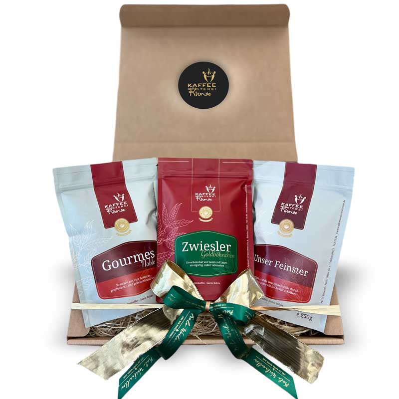 Kaffee Geschenke Set im Naturkarton - Kaffeemischung - 3 x 250g