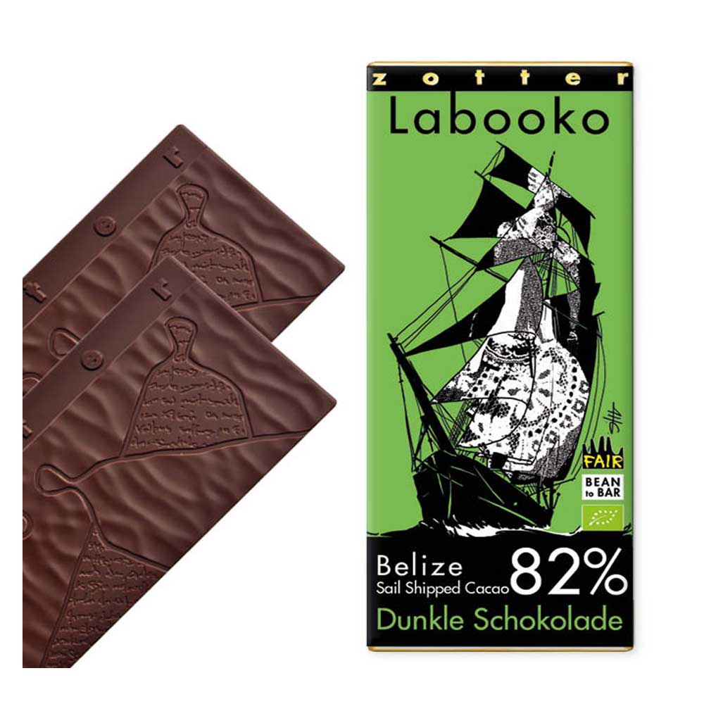 Zotter čokoláda Labooko- Belize 82% "Plachetnicí přepravované kakao"