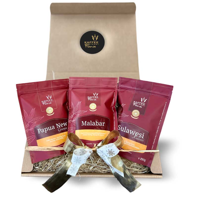 Kaffee Geschenke Set im Naturkarton - Asien – 3 x 250g
