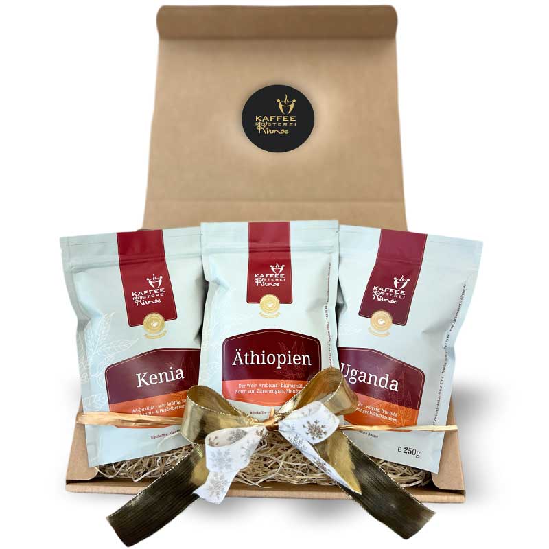 Kaffee Geschenke Set im Naturkarton - Afrika – 3 x 250g