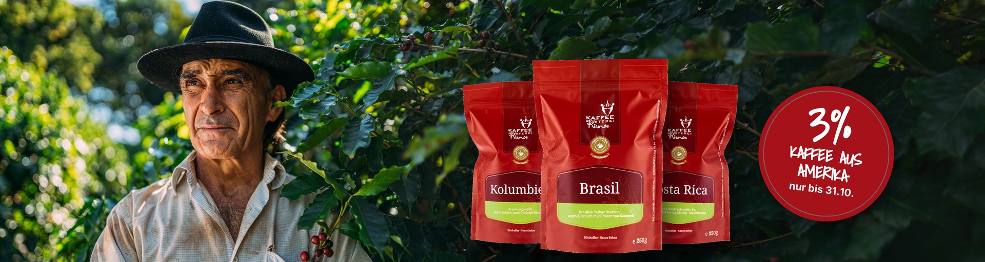 3 % Rabatt auf Kaffee aus Süd-, Mittelamerika und der Karibik – Kaffeebauer in der Plantage