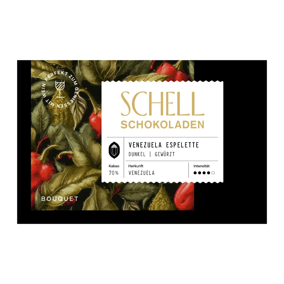Schell-Venezuela Espelette-hořká čokoláda