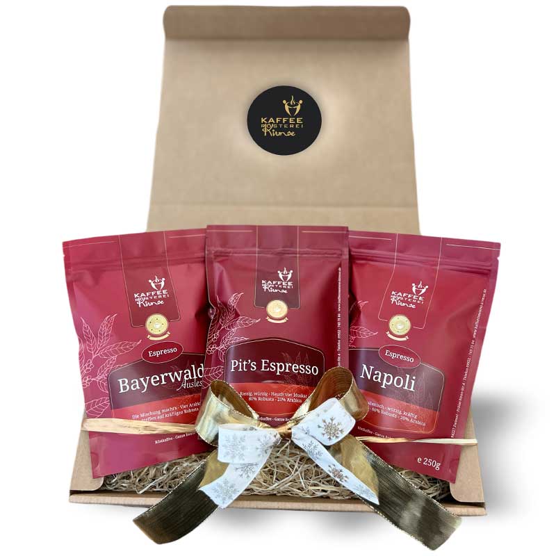 Kaffee Geschenke Set im Naturkarton - Espresso - 3 x 250g