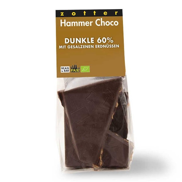 Hammer Choco- Dunkle 60% mit gesalzenen Erdnüssen 100g